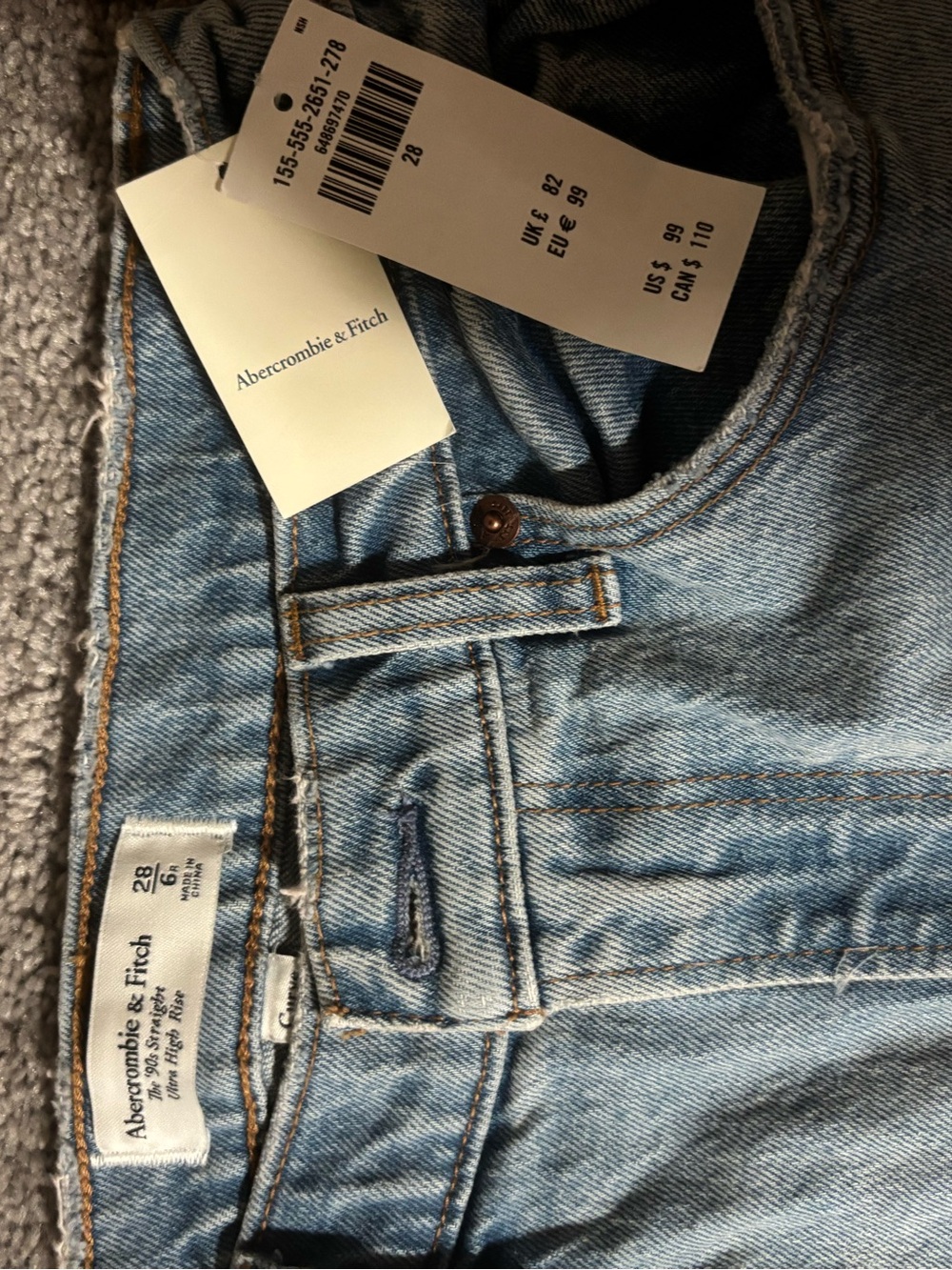 Abercrombie & Fitch Curve Love The '90s Straight Ultra High Rise Jean Jeans